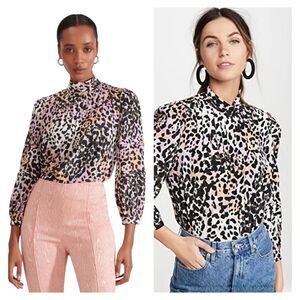Veronica Beard Lety Leopard-print Silk-blend Crepe De Chine Top In Lilac Multi 2